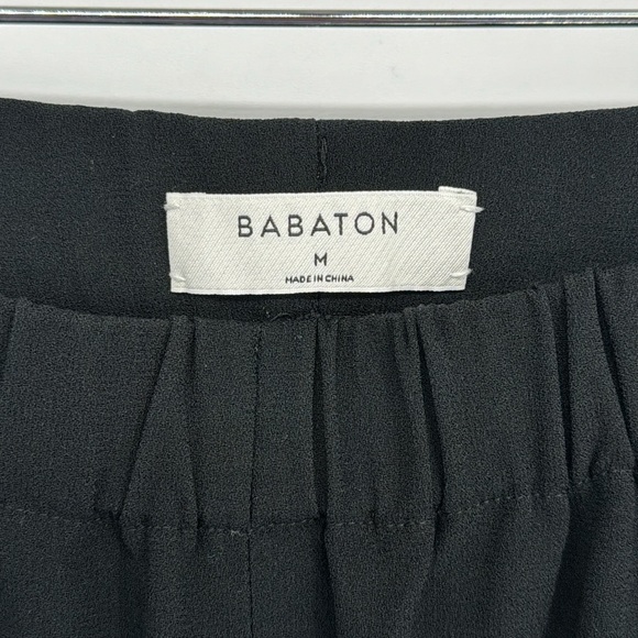 Babaton‎ X Aritzia Dexter Black Pull On Crepe Ankle Pants W/ Green Stripe Size M - Picture 5 of 9